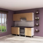 Kitchen furniture kit Beech colour TOP and white drawers; excl. oven-microwave-sink-mixer