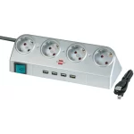 Desktop-Power with switch and USB-Hub 2.0 4-way silver 1,8m H05VV-F 3G1,5