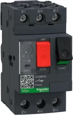 Motor circuit breaker, TeSys GV2, 3P, 1-1.6 A, thermal magnetic, screw clamp terminals