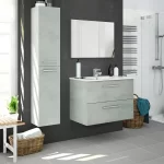 ARUBA Vanity Unit (Cemented) 80 cm Suspended Vanity Unit, with 2 drawers, lacquered front + Mirror