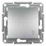 Asfora - 1pole pushbutton "light", screwless terminals, wo frame, aluminium