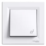 Asfora - 1pole pushbutton -10A screwless, bell symbol, white