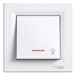 Asfora - 1pole pushbutton -10A screwless, locator light, light symbol, white